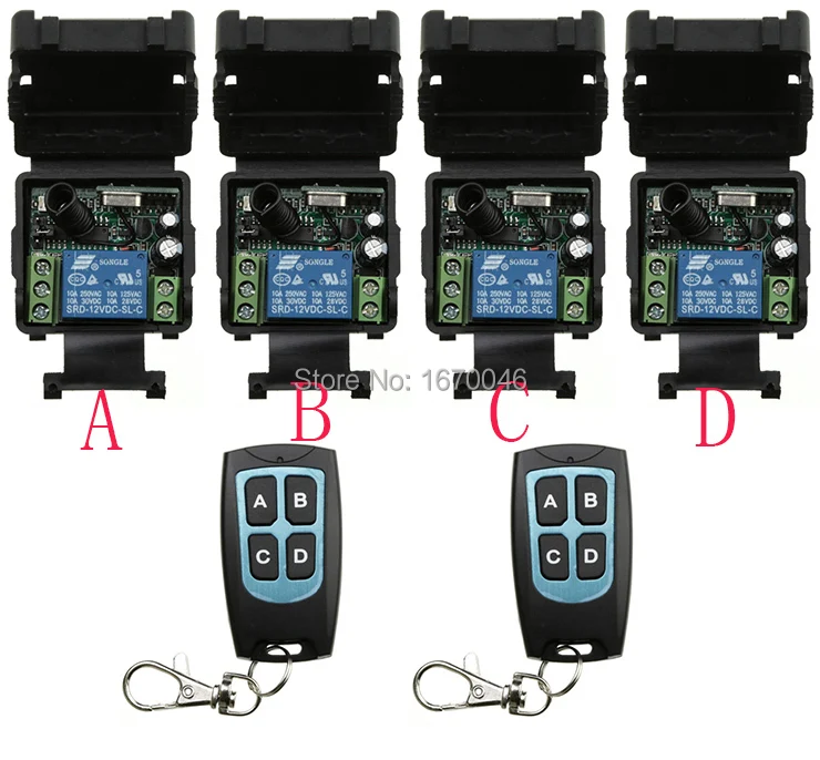 DC12V 1CH RF wireless remote control switch system 2 transmitter and 4 receiver light /lamp/ window/Garage Doors
DC12V 1CH RF wireless remote control switch system 2 transmitter and 4 receiver light /lamp/ window/Garage Doors