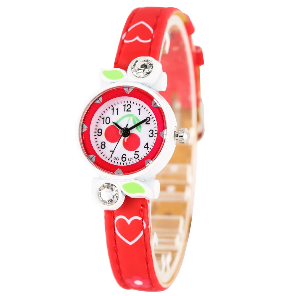Classic Cherry Pattern Quartz Watch for Kids Arabic Numerals Dial Diamond-encrusted Leather Strap Watches for Student
Classic Cherry Pattern Quartz Watch for Kids Arabic Numerals Dial Diamond-encrusted Leather Strap Watches for Student