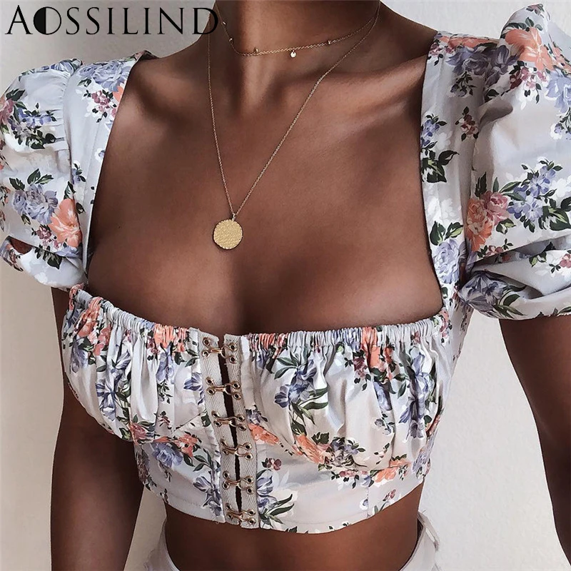 AOSSILIND Fashion Puff Sleeve Floral Print Short T-shirt Women 2019 Summer Square Collar Short Sleeve Crop Top Sexy Tshirt Tops
AOSSILIND Fashion Puff Sleeve Floral Print Short T-shirt Women 2019 Summer Square Collar Short Sleeve Crop Top Sexy Tshirt Tops