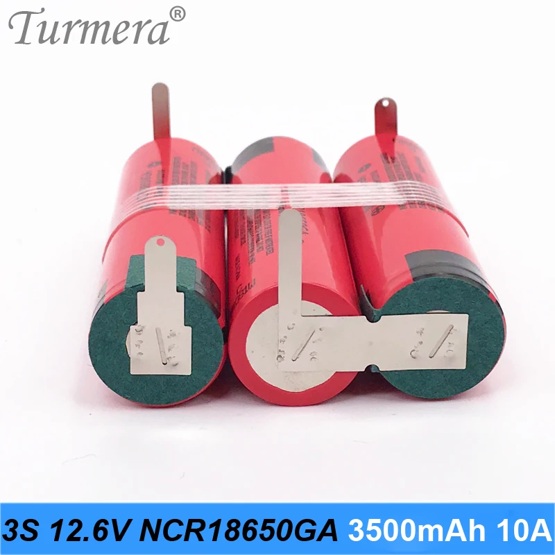 NEW 3s 10.8v 12.6v battery 18650 pack ncr18650ga 3500mah 10A soldering for screwdriver tools customized | Электроника