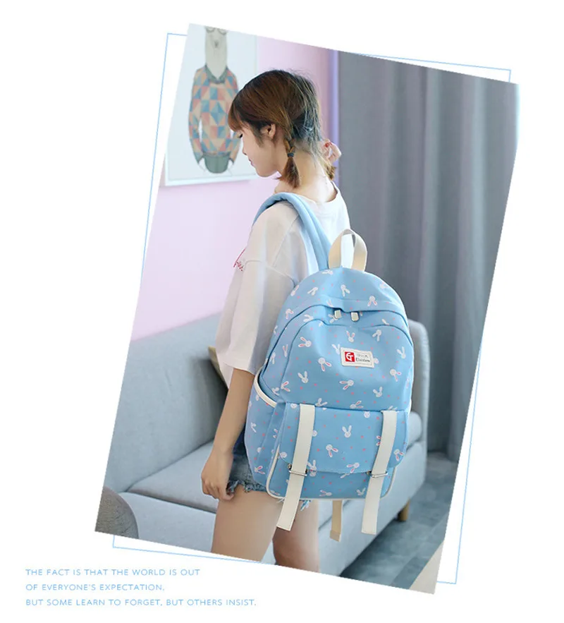 3 pcs/set Cartoon Rabbit Canvas Women Backpack Schoolbag travel Backpacks for Teenage Girls Day pack Rucksack Moclila
3 pcs/set Cartoon Rabbit Canvas Women Backpack Schoolbag travel Backpacks for Teenage Girls Day pack Rucksack Moclila