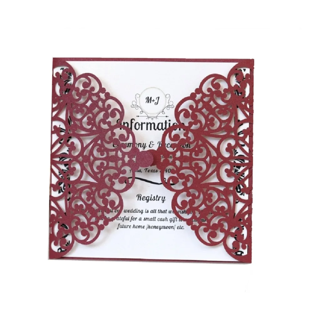 Purple Red Laser Cut Engagement Wedding Invitation Cards Hollow Lace Business Birthday Christmas Greeting Cards Customized
Purple Red Laser Cut Engagement Wedding Invitation Cards Hollow Lace Business Birthday Christmas Greeting Cards Customized