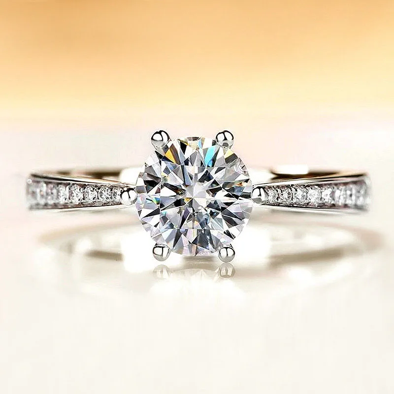 Solid 18K White Gold Round Brilliant Cut 1 ct 6.5mm Moissanite 6 Prong Ring Solarite Lab Diamond Engagement Ring For Women
Solid 18K White Gold Round Brilliant Cut 1 ct 6.5mm Moissanite 6 Prong Ring Solarite Lab Diamond Engagement Ring For Women