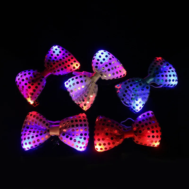 

100pcs/lot Led Luminous Neck Tie Mixcolor Flashing Male/Female Fashion Bow Tie ,Party wedding Dancing Stage Glowing Tie