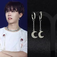 KPOP DNA Korean popular Earrings Long Men Bangtan Boys V Stud Earring For Women Men Moon Accessories