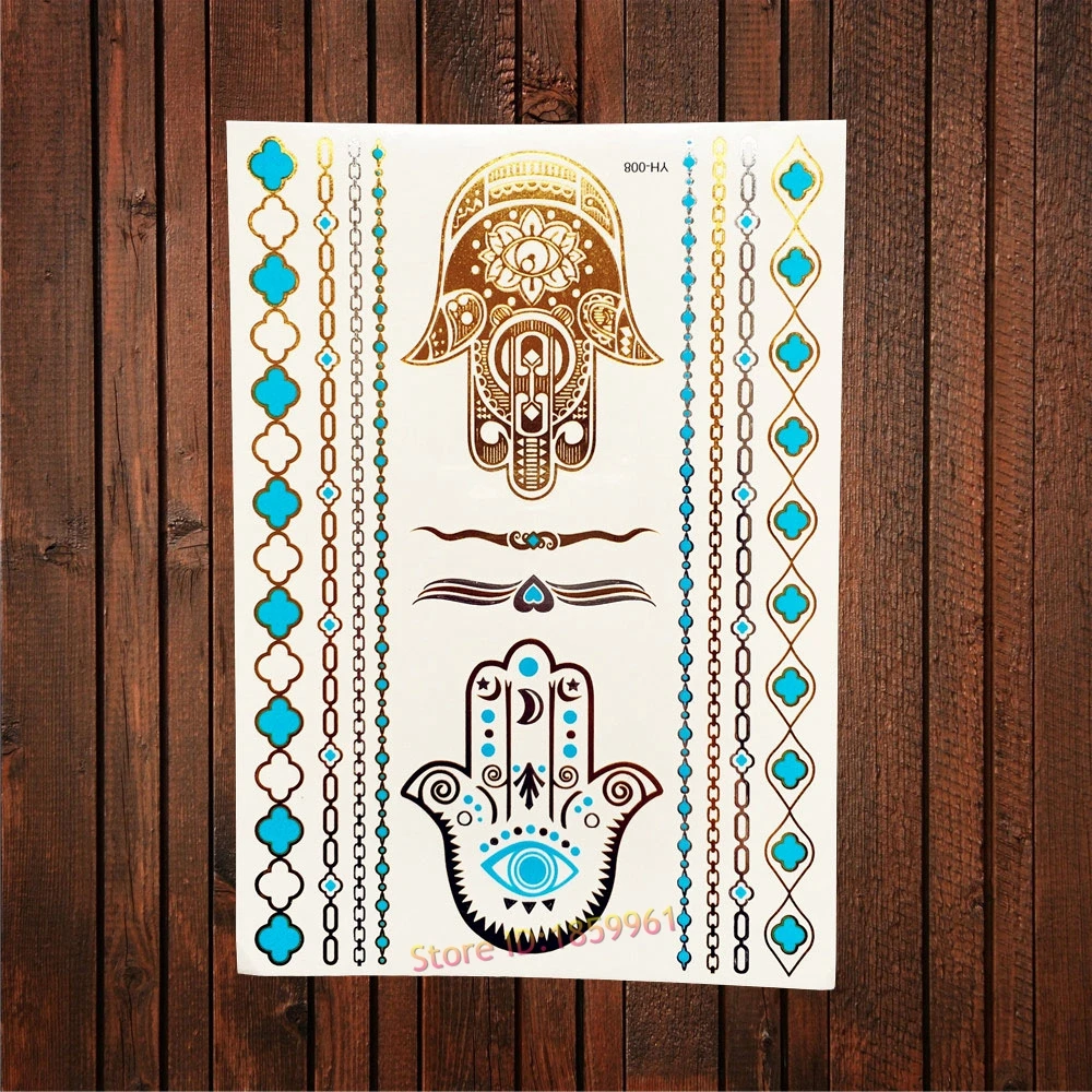 1PC Gold Flash Metallic Disposable Health Tattoo Eye Hand Hamsa Pattern AYH-008 Sexy Body Art Arm Sleeve Indian Totem Tattoo
1PC Gold Flash Metallic Disposable Health Tattoo Eye Hand Hamsa Pattern AYH-008 Sexy Body Art Arm Sleeve Indian Totem Tattoo