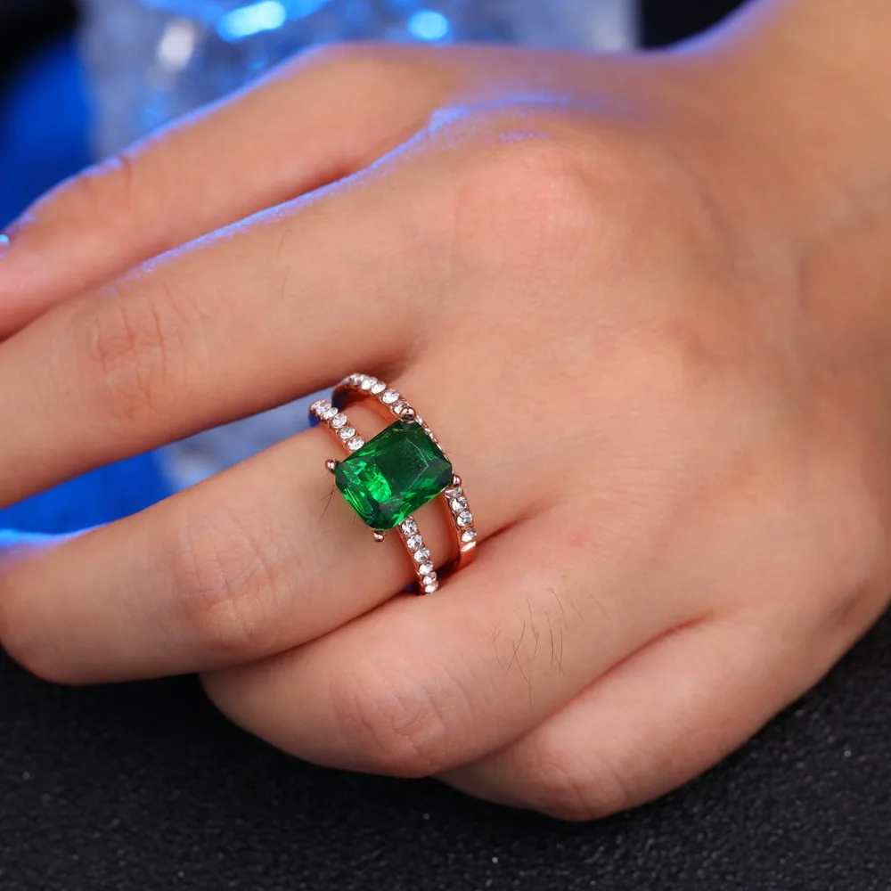 Женское Обручальное Кольцо Hesiod элегантное кольцо цвета зеленого шампанского с