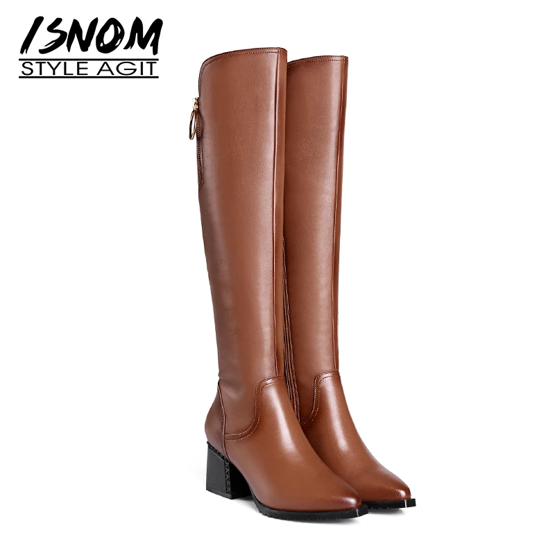 ISNOM Thick High Heels Women Boots Zip Pointed Toe Footwear Genuine Leather Female Boot Motorcycle Shoes Woman 2018 Winter Black
ISNOM Thick High Heels Women Boots Zip Pointed Toe Footwear Genuine Leather Female Boot Motorcycle Shoes Woman 2018 Winter Black