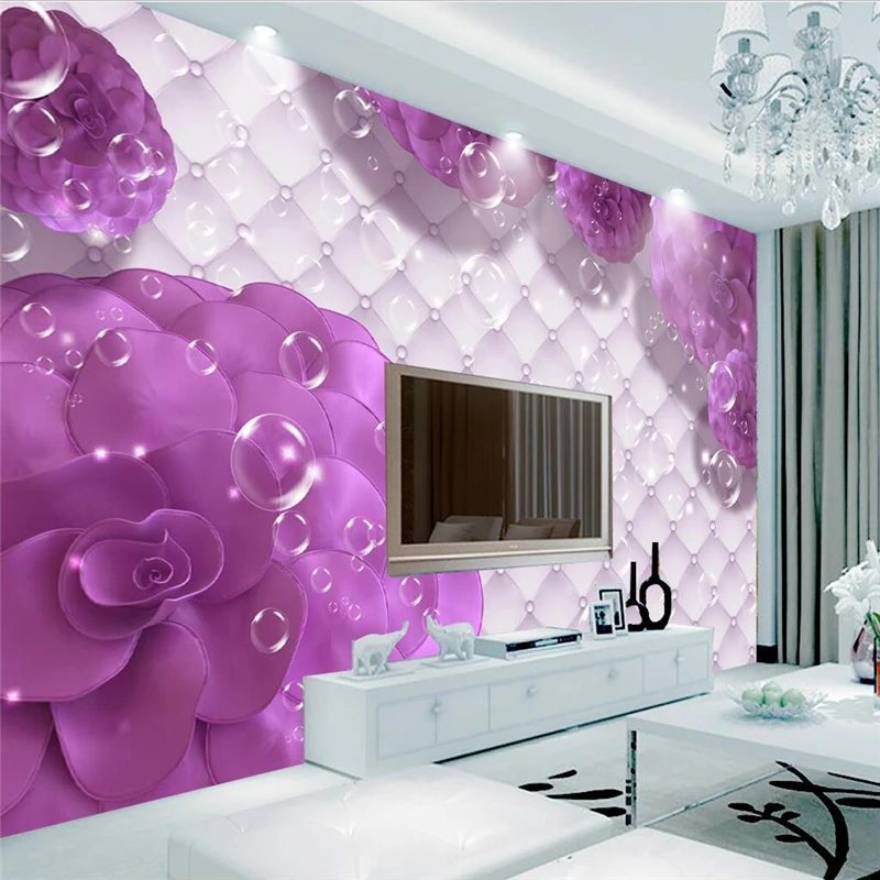 3D обои beibehang настенные наклейки на стену 3d Украшенные мягкими фиолетовыми и