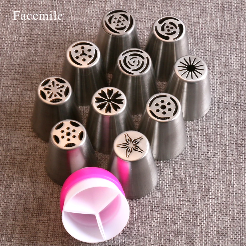 Fondant Decoration Russian Icing Piping Tips Cake Pastry Decorating Nozzle Kit (10 PCS)+1 Coupler 53033 Gift
Fondant Decoration Russian Icing Piping Tips Cake Pastry Decorating Nozzle Kit (10 PCS)+1 Coupler 53033 Gift