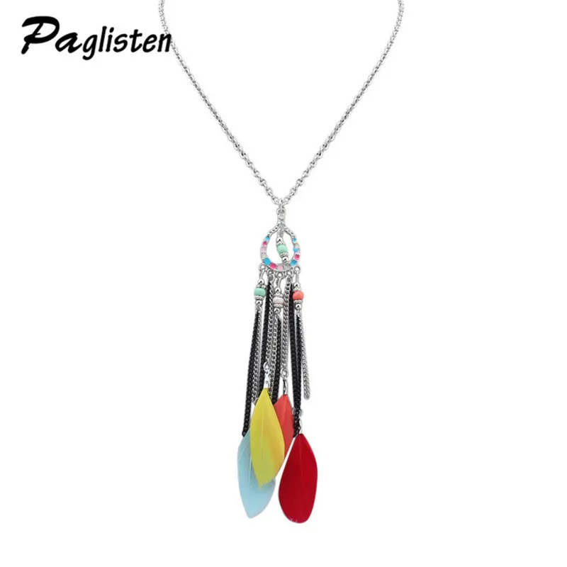 2017 Fashion Retro Bohemian Color Feather Clavicle Chain European and American Fashion Geometric Beads Fringed Necklace
2017 Fashion Retro Bohemian Color Feather Clavicle Chain European and American Fashion Geometric Beads Fringed Necklace