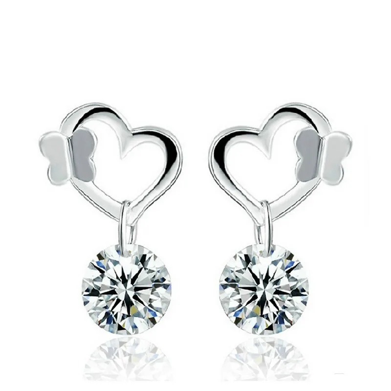 Женские серьги гвоздики в форме сердца с фианитами|heart stud earrings|stud earringsstud earrings for