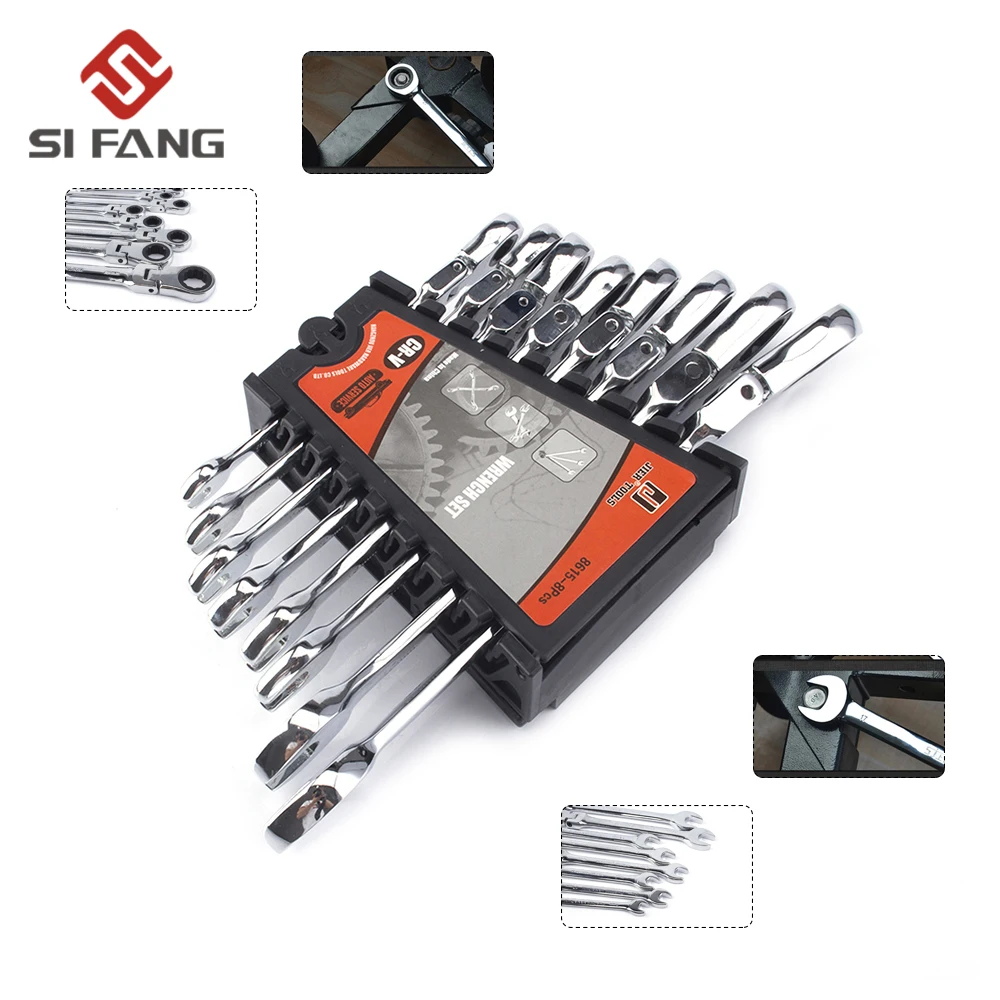 8Sets 8-19mm Ratchet Wrench Spanner Set of Keys Spanners Set of Tools Ratcheting Multitool High Torque With Plastic Rack
8Sets 8-19mm Ratchet Wrench Spanner Set of Keys Spanners Set of Tools Ratcheting Multitool High Torque With Plastic Rack