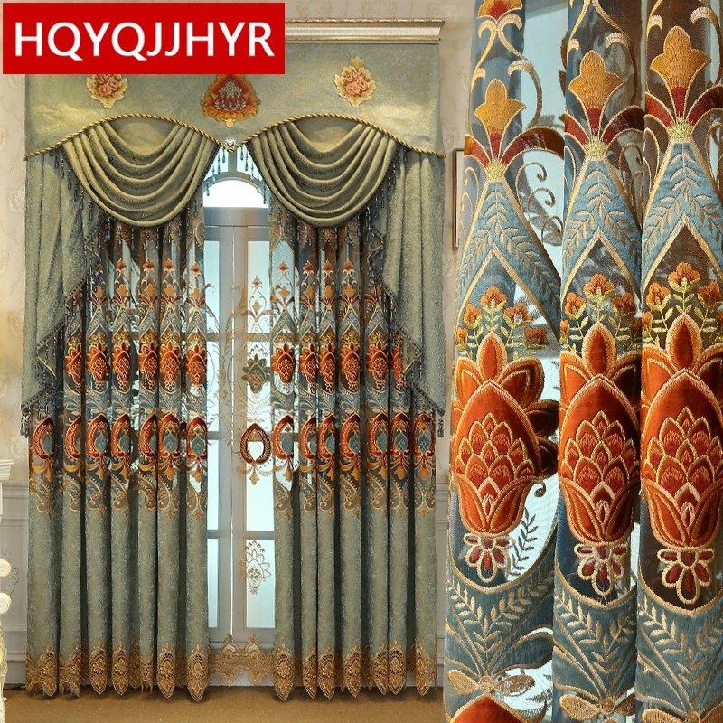 Brown blue royal top luxury embroidery curtains for Living Room Europe high-end custom villa curtains for Bedroom Windows
Brown blue royal top luxury embroidery curtains for Living Room Europe high-end custom villa curtains for Bedroom Windows