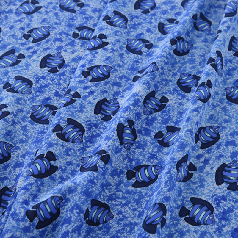 114 см Ширина 16 мм синий рыбки печати Шелковый креп De Chine ткань для летнего платья рубашка Cheongsam юбка брюки пижамы H318
114 см Ширина 16 мм синий рыбки печати Шелковый креп De Chine ткань для летнего платья рубашка Cheongsam юбка брюки пижамы H318