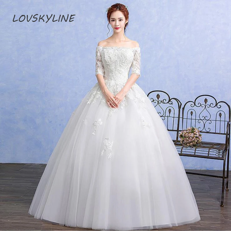 Vestido De Noiva Boat Neck Half Sleeves Wedding Dresses Slim Embroidery Lace Up back Vintage Embroidery Lace Bridal Gowns
Vestido De Noiva Boat Neck Half Sleeves Wedding Dresses Slim Embroidery Lace Up back Vintage Embroidery Lace Bridal Gowns