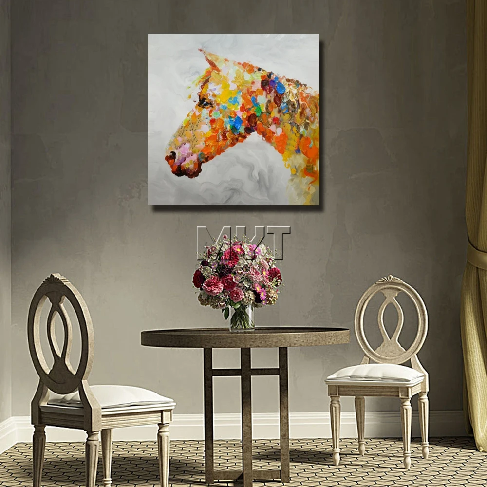 Хорошее качество бесплатная доставка ручная роспись 100 лошадь масляная живопись