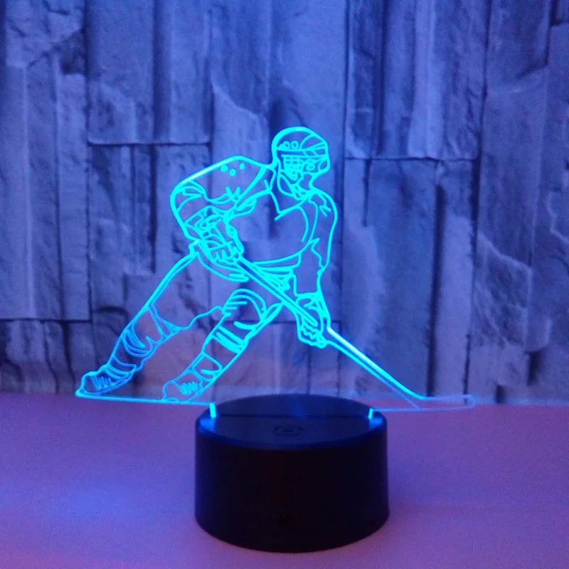YIMIA Ice Hockey Player Model 3D Night Light USB Novelty Gifts 7 Colors Changing LED Desk Table Touch Base Lamp Kids Gift
YIMIA Ice Hockey Player Model 3D Night Light USB Novelty Gifts 7 Colors Changing LED Desk Table Touch Base Lamp Kids Gift