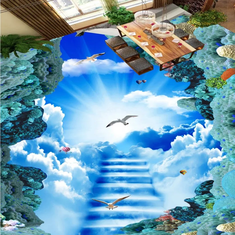 Free shipping custom Cloud ladder clouds sky 3D floor painting self-adhesive thickened waterproof lobby flooring wallpaper mural
Free shipping custom Cloud ladder clouds sky 3D floor painting self-adhesive thickened waterproof lobby flooring wallpaper mural