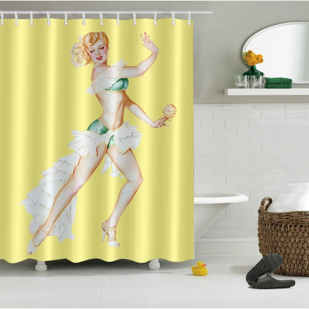 LB 72'' Sexy Girl Green White Bikini Yellow Shower Curtains Polyester European Retro Bathroom Curtain Fabric for Bathtub Decor
LB 72'' Sexy Girl Green White Bikini Yellow Shower Curtains Polyester European Retro Bathroom Curtain Fabric for Bathtub Decor
