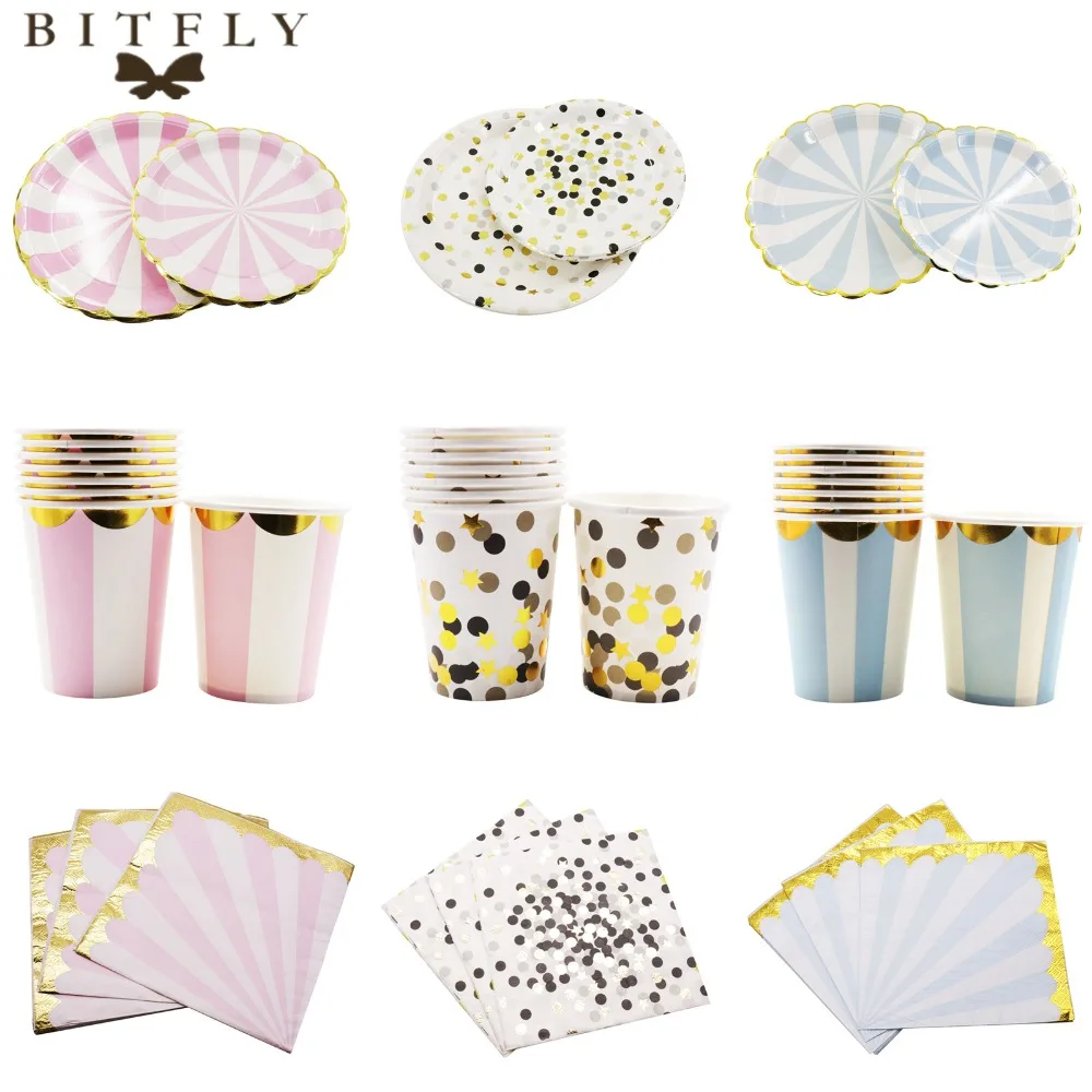 BIT.FLY Gold Foil Disposable Tableware Birthday Party Decorations Pink/Blue Paper Plate Cup Napkins Boy/Girls 1 Year Party DIY
BIT.FLY Gold Foil Disposable Tableware Birthday Party Decorations Pink/Blue Paper Plate Cup Napkins Boy/Girls 1 Year Party DIY
