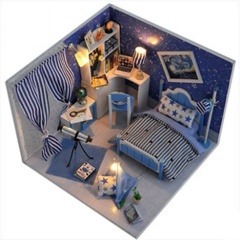 Girls Kids DIY Doll House Assemble Houses Miniature Dollhouse Furniture Set Kit Toys for Children Christmas Gift | Игрушки и хобби