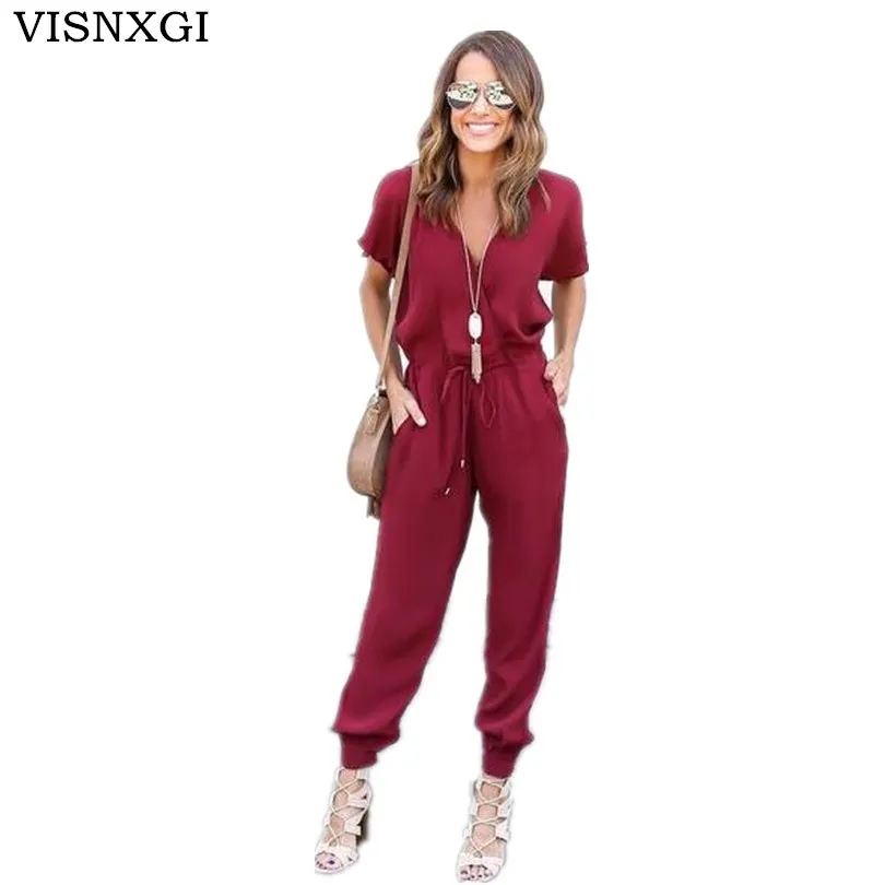 VISNXGI Women Jumpsuit Romper Short Sleeve V Neck Cross Lacing Chiffon Casual Jumpsuits Playsuit Overalls Ladies Loose Wide Leg
VISNXGI Women Jumpsuit Romper Short Sleeve V Neck Cross Lacing Chiffon Casual Jumpsuits Playsuit Overalls Ladies Loose Wide Leg