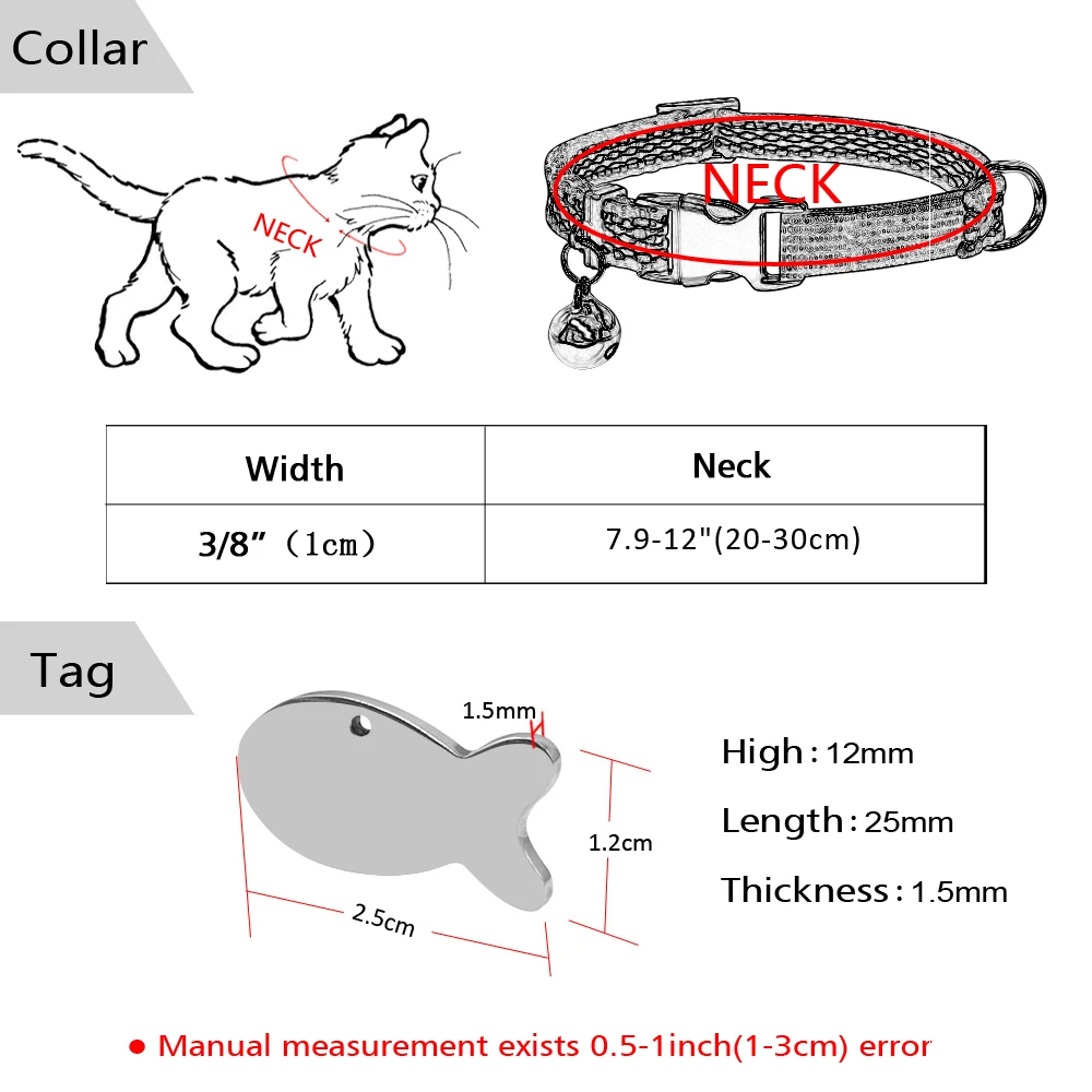Reflective Cat Collar and Tag Set Elastic Cat Collars Personalized Cat Collar with ID Tags 1.0cm Width
Reflective Cat Collar and Tag Set Elastic Cat Collars Personalized Cat Collar with ID Tags 1.0cm Width
