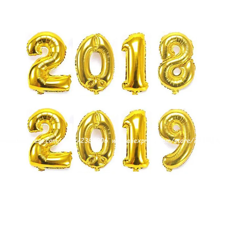 4 шт./лот номер 2019 или 2018 золото/серебро 16 дюймовый воздушный шар из фольги с Новым