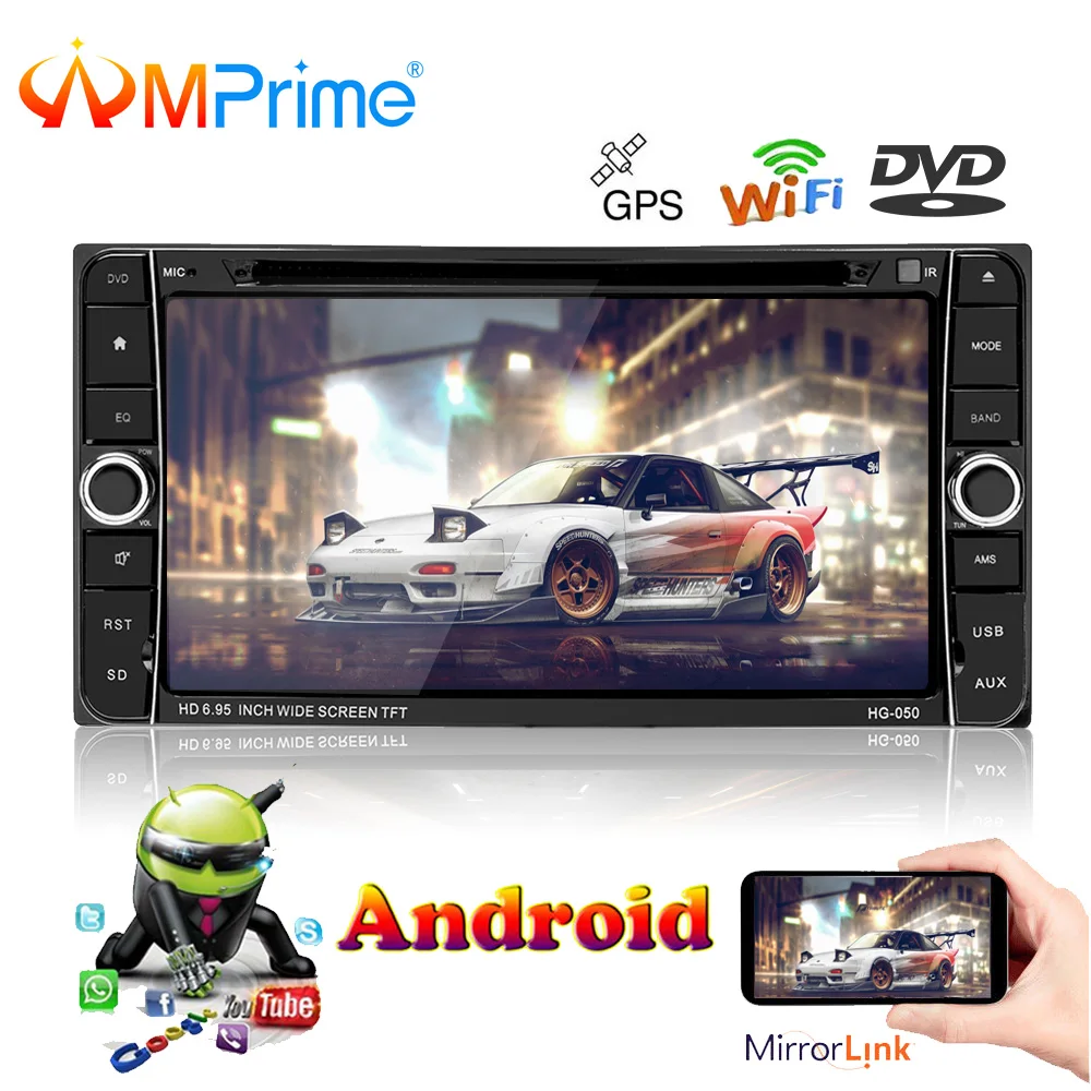 Amprime 7 'ƈ Din Автомобильный мультимедийный плеер Android 2Din автомобиля радио