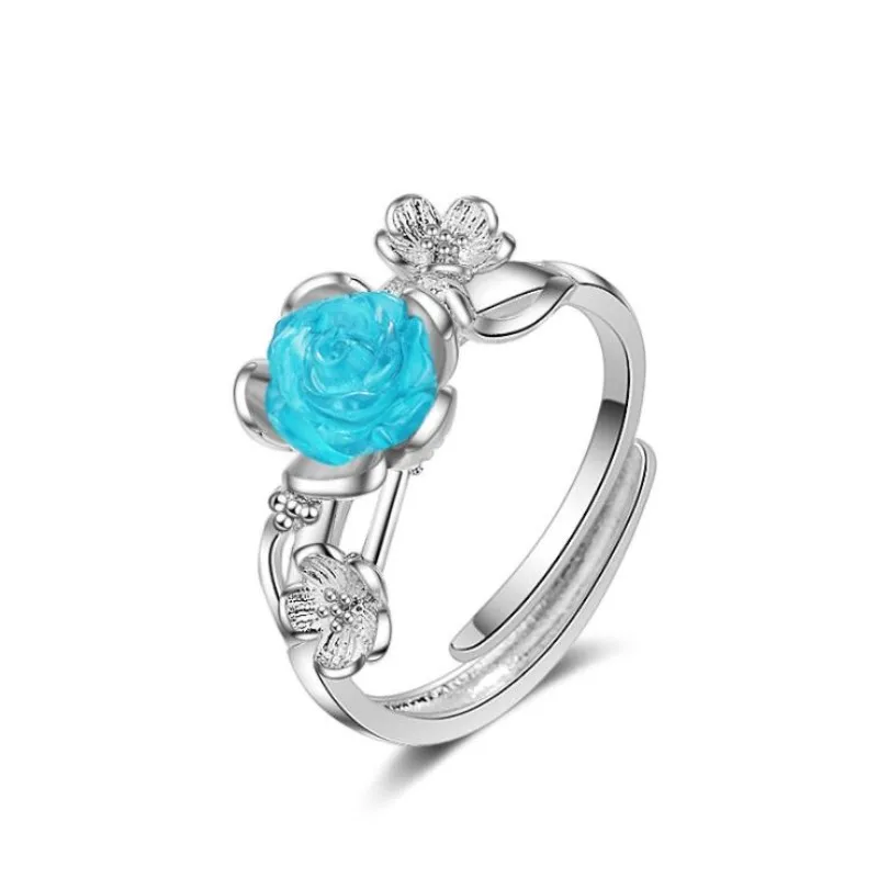 Exquisite Atmosphere Exaggerated Fashion 925 Sterling Silver Jewelry Female Blue Rose Flower Personality Opening Rings SR368
Exquisite Atmosphere Exaggerated Fashion 925 Sterling Silver Jewelry Female Blue Rose Flower Personality Opening Rings SR368