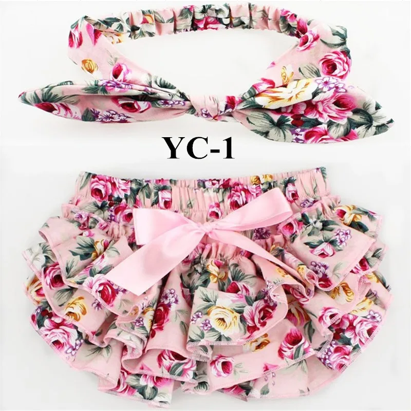 

10sets /lot bloomers sets ,Cotton fabric bow headbands set, Diaper Covered Ruffled Panties Shorts Culottes bebe