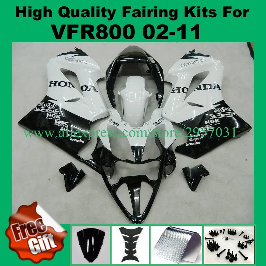 Free screws For Honda VFR 800 2002 2003 2004 2005 - 2010 2011 2012 ABS Plastic motorcycle Black White Fairing Kit
Free screws For Honda VFR 800 2002 2003 2004 2005 - 2010 2011 2012 ABS Plastic motorcycle Black White Fairing Kit