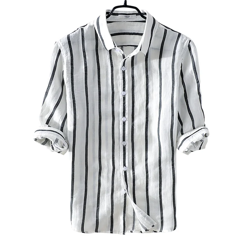New Trend half-sleeve linen shirt men summer brand men shirt white stripes flax breathable clothes shirt male camisa masculina
New Trend half-sleeve linen shirt men summer brand men shirt white stripes flax breathable clothes shirt male camisa masculina