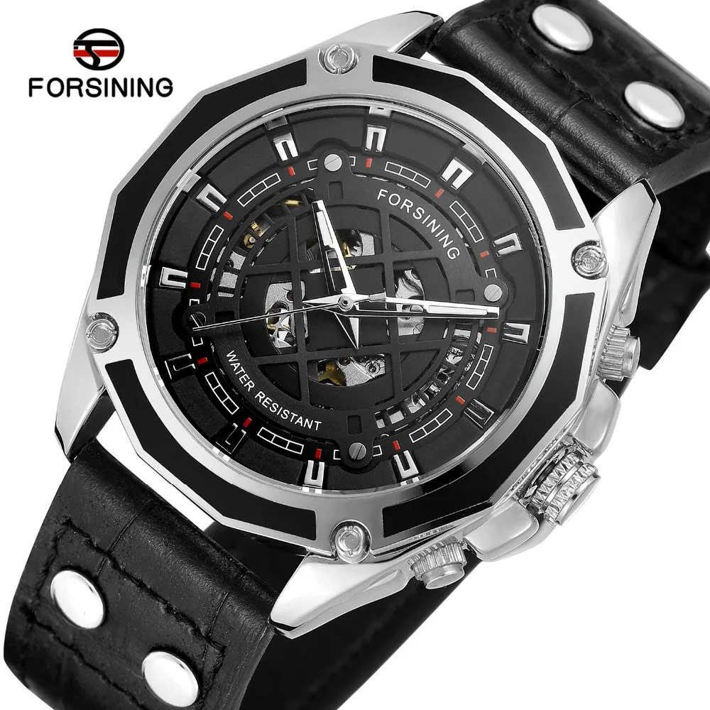 

Forsining Top Brand Men's Automatic Self-wind Luxury Genuine Leather Strap Analog Skeleton Dial Trendy Whole Sale Watch