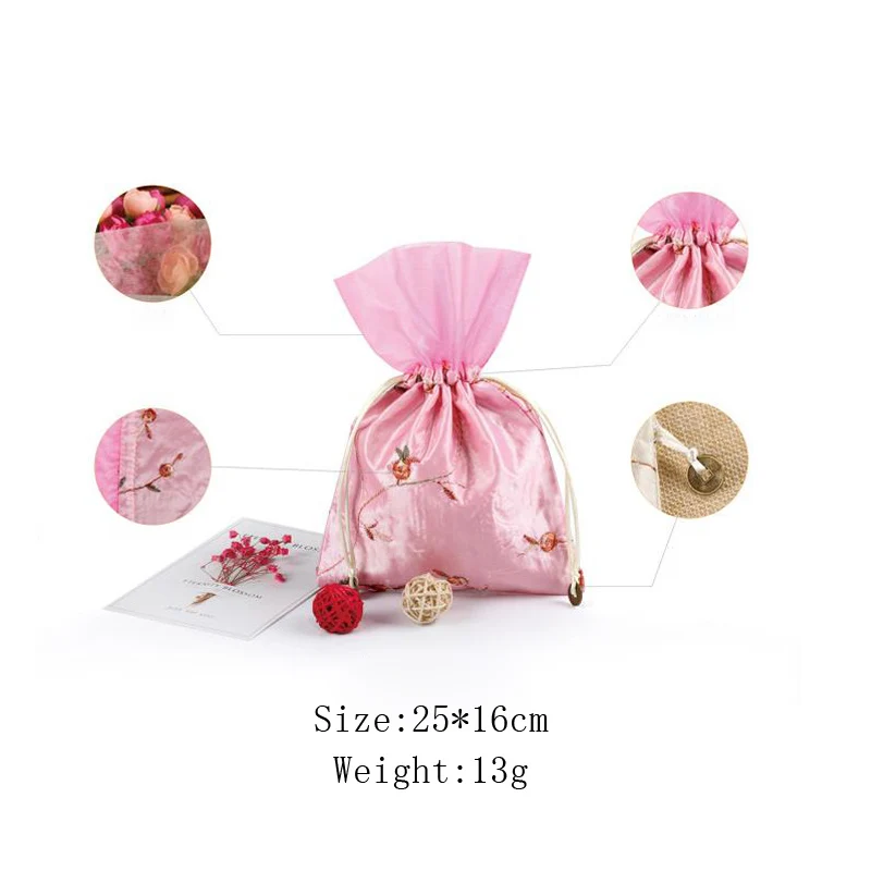 20pcs 25*16cm Flower Embroidery Packaging Bag Brocade Jewelry Organizer Bag Beads Bracelet Curio Gift Bags Packing Pouches
20pcs 25*16cm Flower Embroidery Packaging Bag Brocade Jewelry Organizer Bag Beads Bracelet Curio Gift Bags Packing Pouches