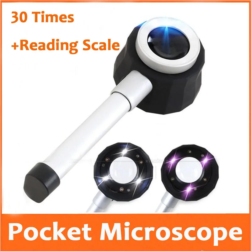 30X 35mm Lens Handheld Illuminated Magnifying Glass Loupe Jade Identification Gift Magnifier with 6pcs LED Lamps & Reading Scale
30X 35mm Lens Handheld Illuminated Magnifying Glass Loupe Jade Identification Gift Magnifier with 6pcs LED Lamps & Reading Scale