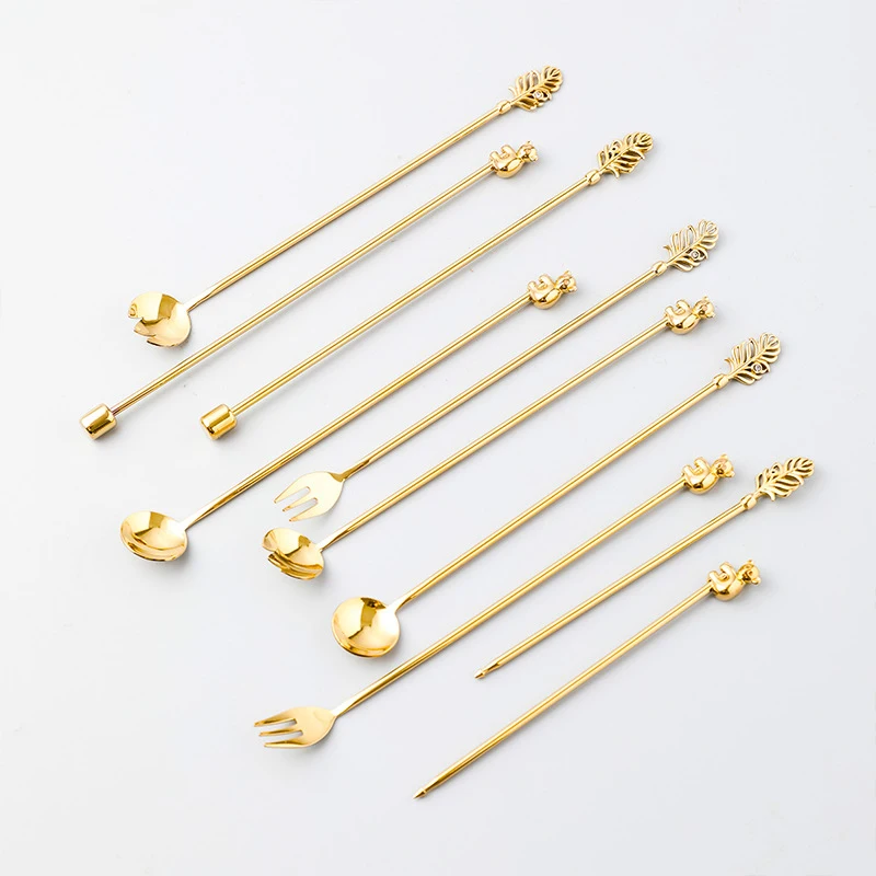 Golden Cocktail Mixing Sticks Set Tableware Stainless Steel Gold Coffee Scoops Bar Koala Leaf Fruit Salad Decoration Sticks 5pcs
Golden Cocktail Mixing Sticks Set Tableware Stainless Steel Gold Coffee Scoops Bar Koala Leaf Fruit Salad Decoration Sticks 5pcs