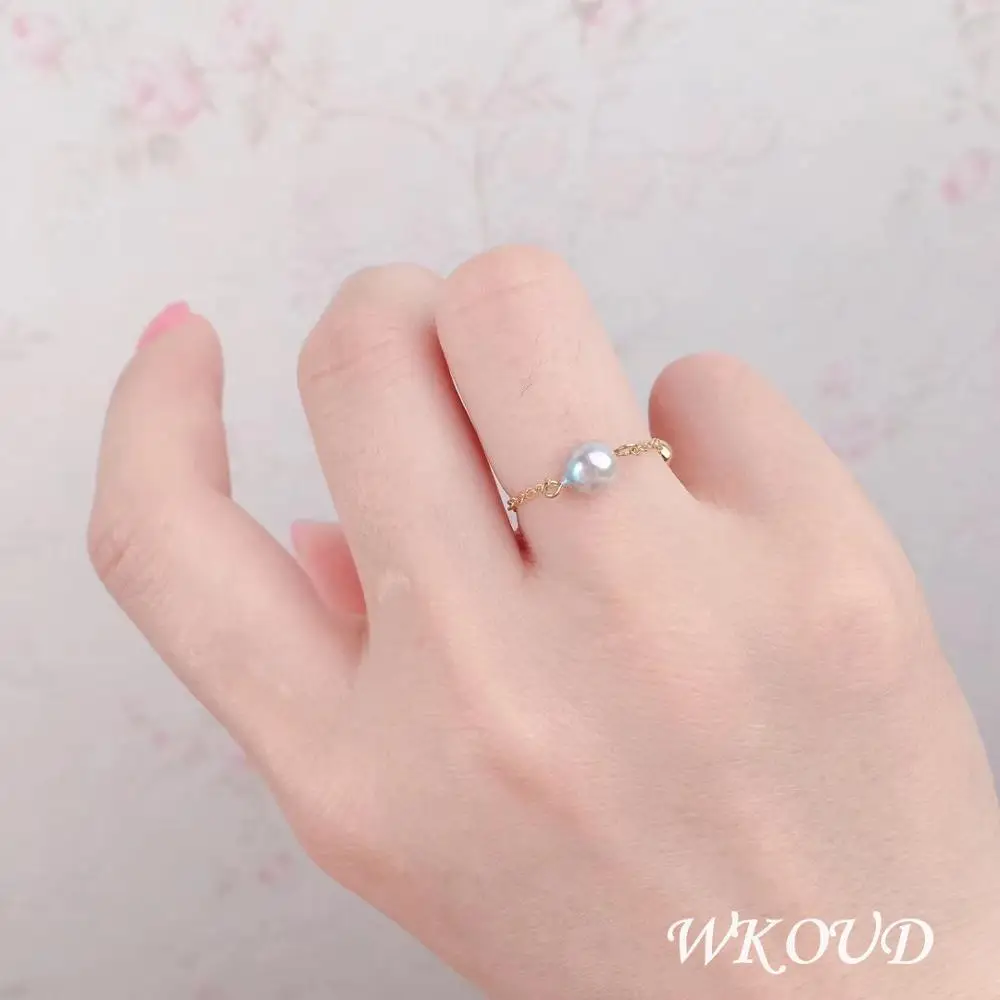 WKOUD Fine Pearl ювелирных изделий 14K GF натуральный круглый японский жемчуг акоя