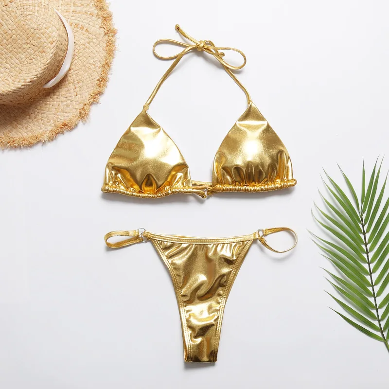 Summer Sexy Women Gold Micro Triangle Bikini Sets Women Bright Bronzing Lace Up Swimsuits Beach Bathing Suits Thong Bikini
Summer Sexy Women Gold Micro Triangle Bikini Sets Women Bright Bronzing Lace Up Swimsuits Beach Bathing Suits Thong Bikini