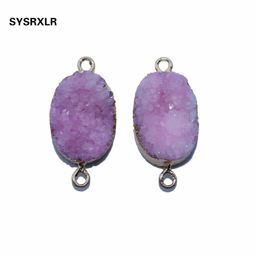 Wholesale Natural Pink Druse Pendant Crystal Stone Small Irregular Geode Do It Women DIY Yourself Chain Necklace For Which | Украшения и