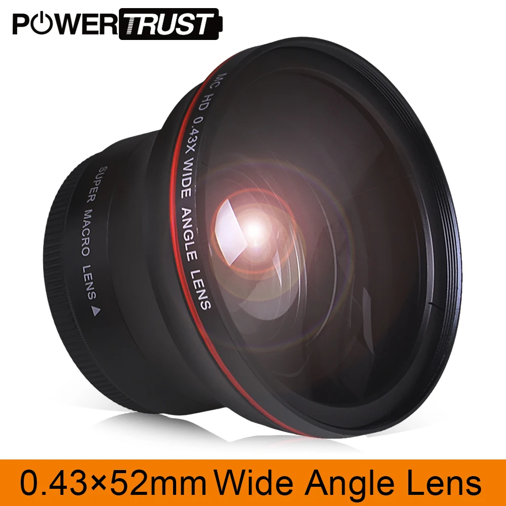 

52MM 0.43x Professional HD Wide Angle Lens (w/Macro Portion) for Nikon D7100 D7000 D5500 D5300 D5200 D5100 D3300 DSLR Cameras
