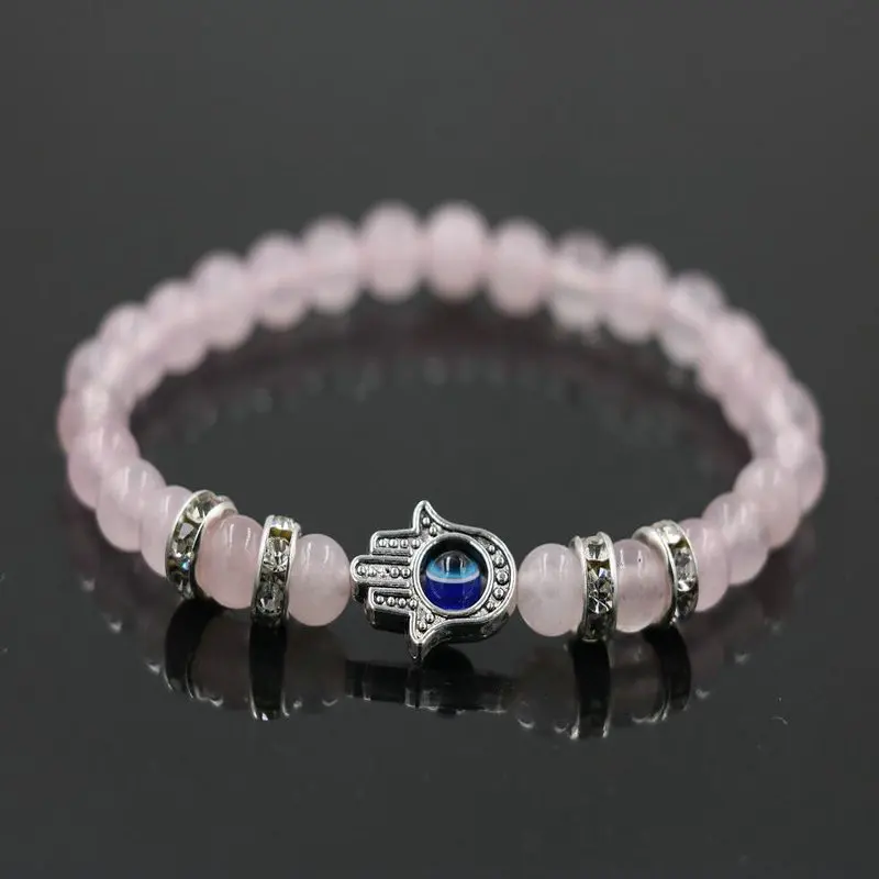 BPPCCR 6mm pink quartz Beads Bracelet Women Lady SMicro Pave Black CZ Hamsa Hand Charm Bracelet Energy Yoga chakra Bracelets
BPPCCR 6mm pink quartz Beads Bracelet Women Lady SMicro Pave Black CZ Hamsa Hand Charm Bracelet Energy Yoga chakra Bracelets