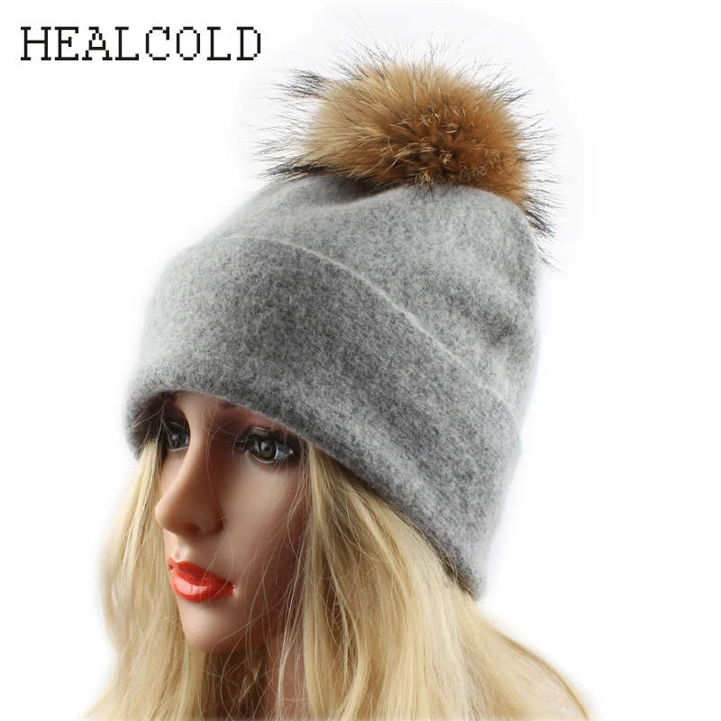 HEALCOLD шапка из 100% шерсти для женщин, зимние шапочки, колпачок для помпонов, настоящая меховая шапка с вязаным помпоном, шапки 2018
HEALCOLD шапка из 100% шерсти для женщин, зимние шапочки, колпачок для помпонов, настоящая меховая шапка с вязаным помпоном, шапки 2018