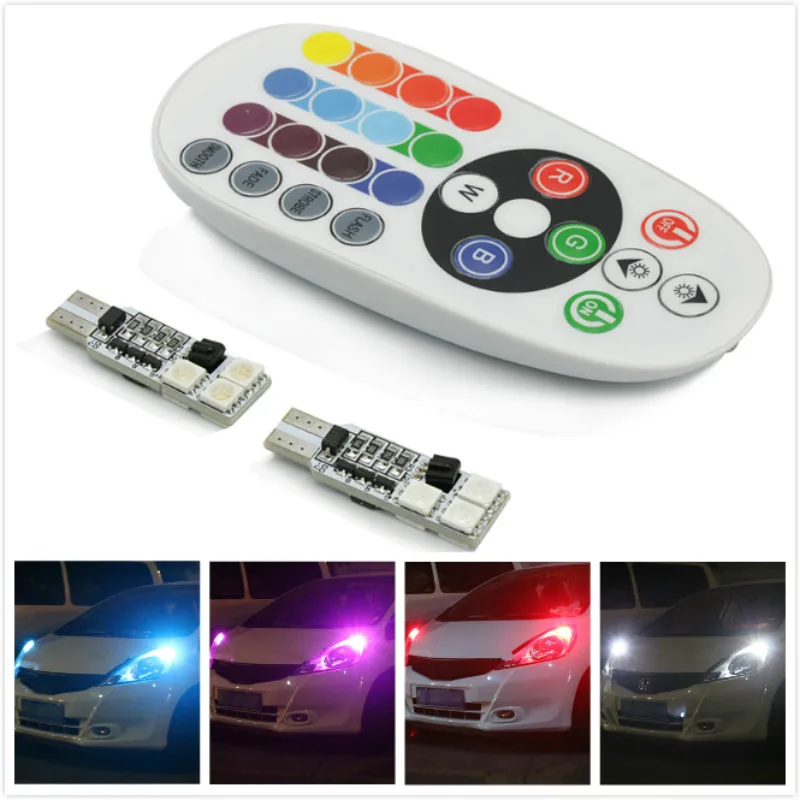 2x RGB T10 водить автомобиль габаритной лампы Дистанционное управление для Honda Civic