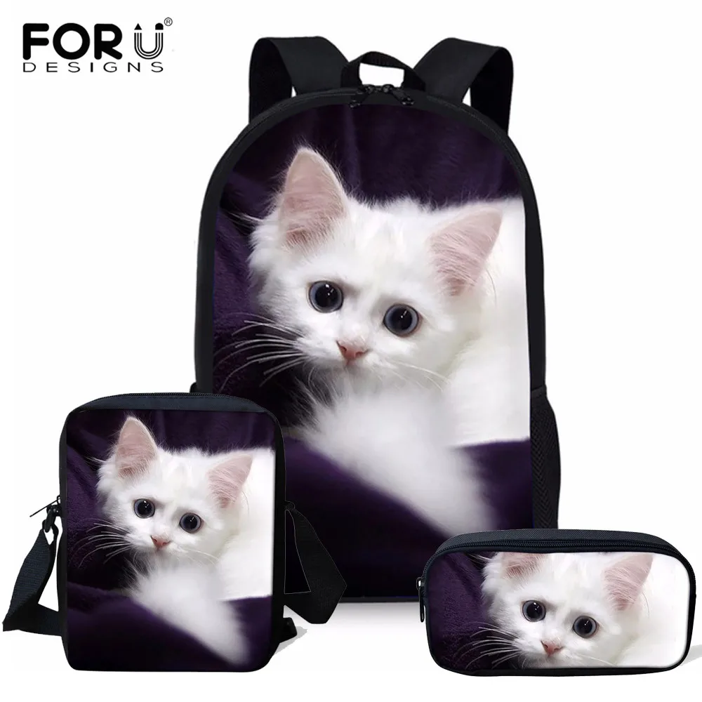 Фото Женский ортопедический рюкзак foruigns школьный ранец с котенком и кошкой для