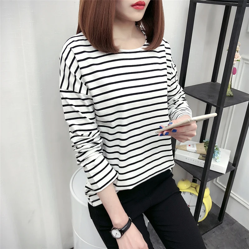 S~2XL Women Top Fashion Casual 2019 New Spring T-Shirts Stripe Long Sleeve Round Neck Loose Cotton Bottoming T-shirt Women CW499
S~2XL Women Top Fashion Casual 2019 New Spring T-Shirts Stripe Long Sleeve Round Neck Loose Cotton Bottoming T-shirt Women CW499
