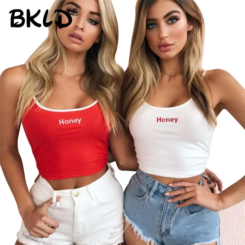 BKLD 2018 Summer New Tanks Top Women Letter HONEY Embroidered Sexy Women Fitness Tank Tops White Red Camisole Tank Tops Female
BKLD 2018 Summer New Tanks Top Women Letter HONEY Embroidered Sexy Women Fitness Tank Tops White Red Camisole Tank Tops Female