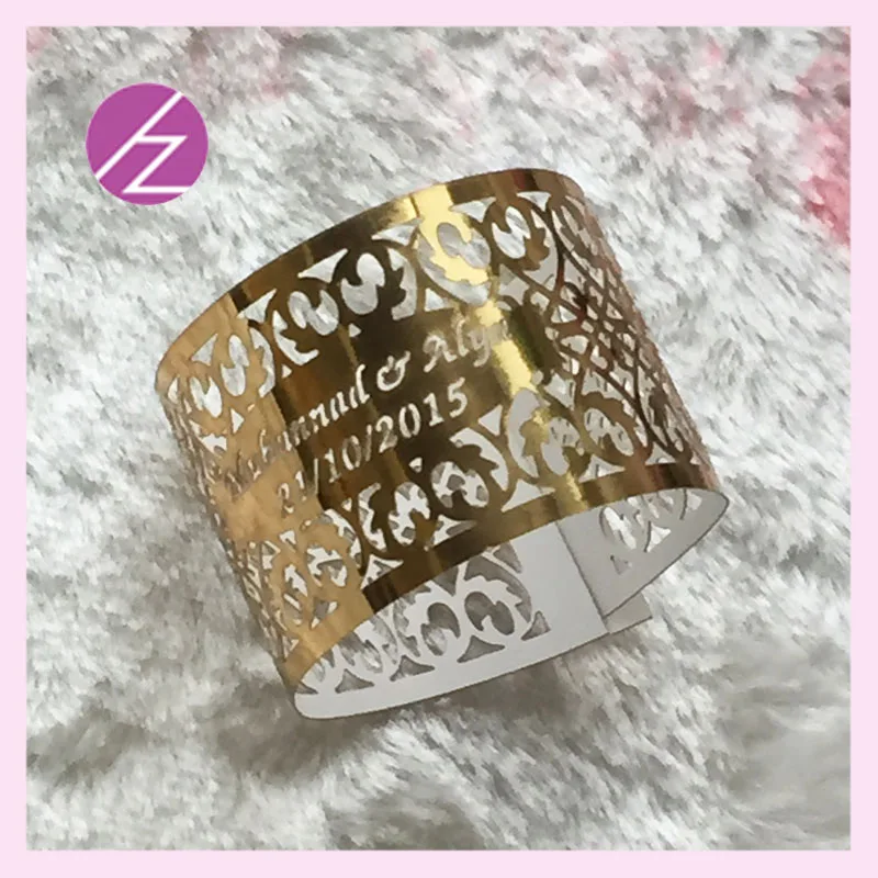 100pcs Hot Glittery Gold Laser cut paper napkin rings paper napkin rings for weddings with custom names&date Tablle Decorations
100pcs Hot Glittery Gold Laser cut paper napkin rings paper napkin rings for weddings with custom names&date Tablle Decorations