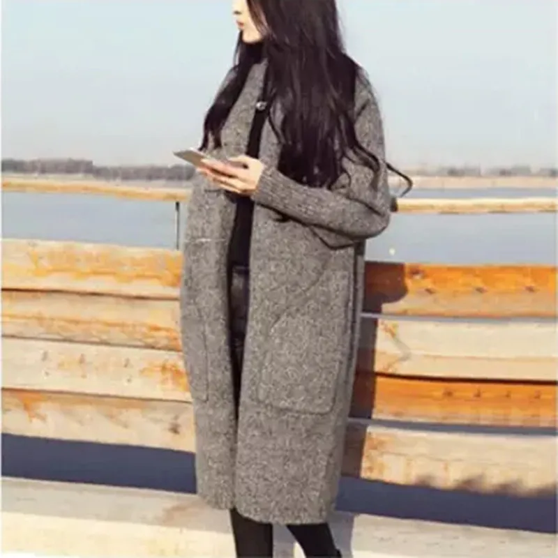 Женский Длинный свитер кардиган свободный Кардиган большого размера модель 2019